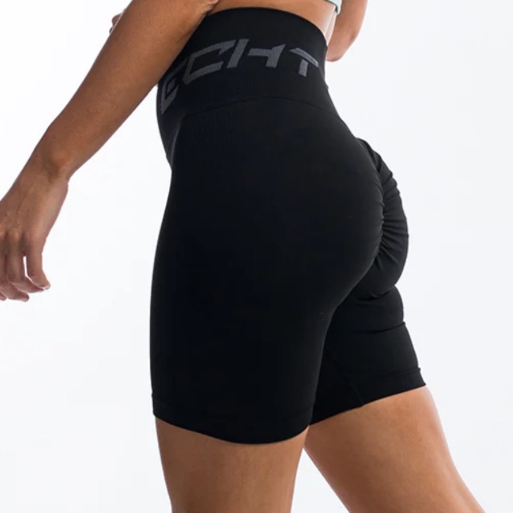 ECHT Arise Scrunch Butt High Rise Compression Shorts‎ Black Size Small